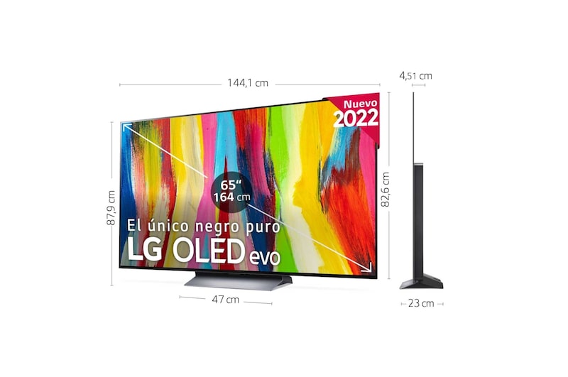 LG Televisor LG  4K OLED evo, Procesador Inteligente de Máxima Potencia 4K a9 Gen 5 con IA, compatible con el 100% de formatos HDR, HDR Dolby Vision, Dolby Atmos, Smart TV webOS22, el mejor TV para Gaming. , OLED65C24LA
