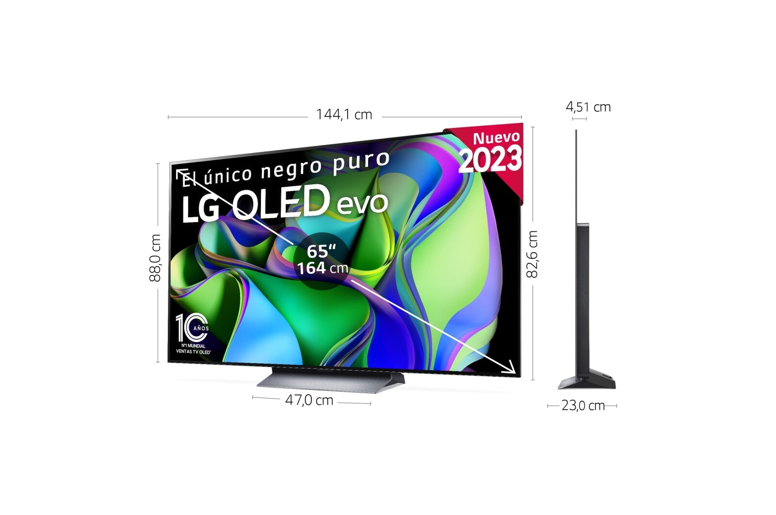 LG TV LG  OLED evo 4K de 65'' C3, Procesador Máxima Potencia, Dolby Vision / Dolby ATMOS, Smart TV webOS23, el mejor TV para Gaming., OLED65C34LA