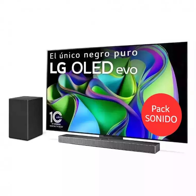 LG TV LG OLED evo 4K de 65'' C36 + Barra de Sonido SC9S valorada en 999€, OLED65C36LC.ESB