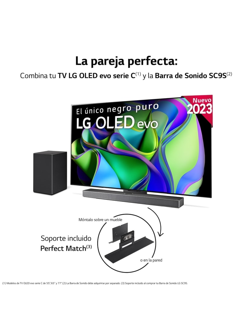 LG TV LG OLED evo 4K de 65'' C36 + Barra de Sonido SC9S valorada en 999€, OLED65C36LC.ESB
