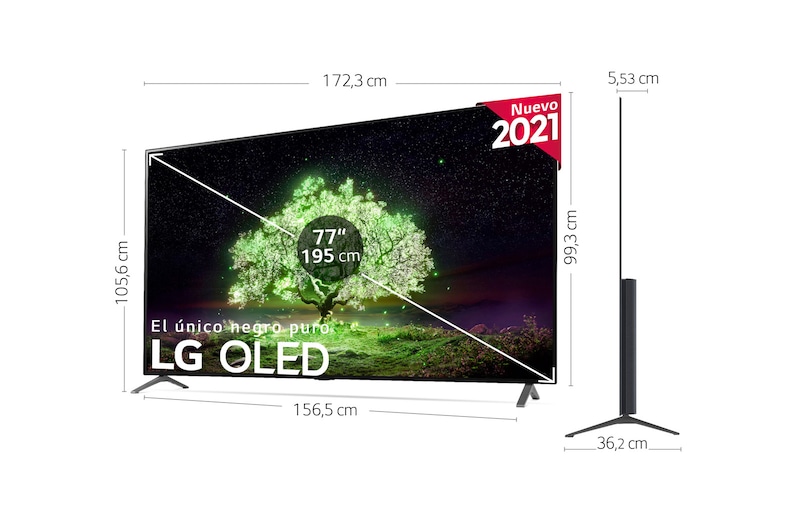 LG 4K OLED, SmartTV webOS 6.0, Procesador Inteligente 4K α7 Gen4 con AI, HDR Dolby Vision, DOLBY ATMOS [Clase de eficiencia energética G], OLED77A16LA