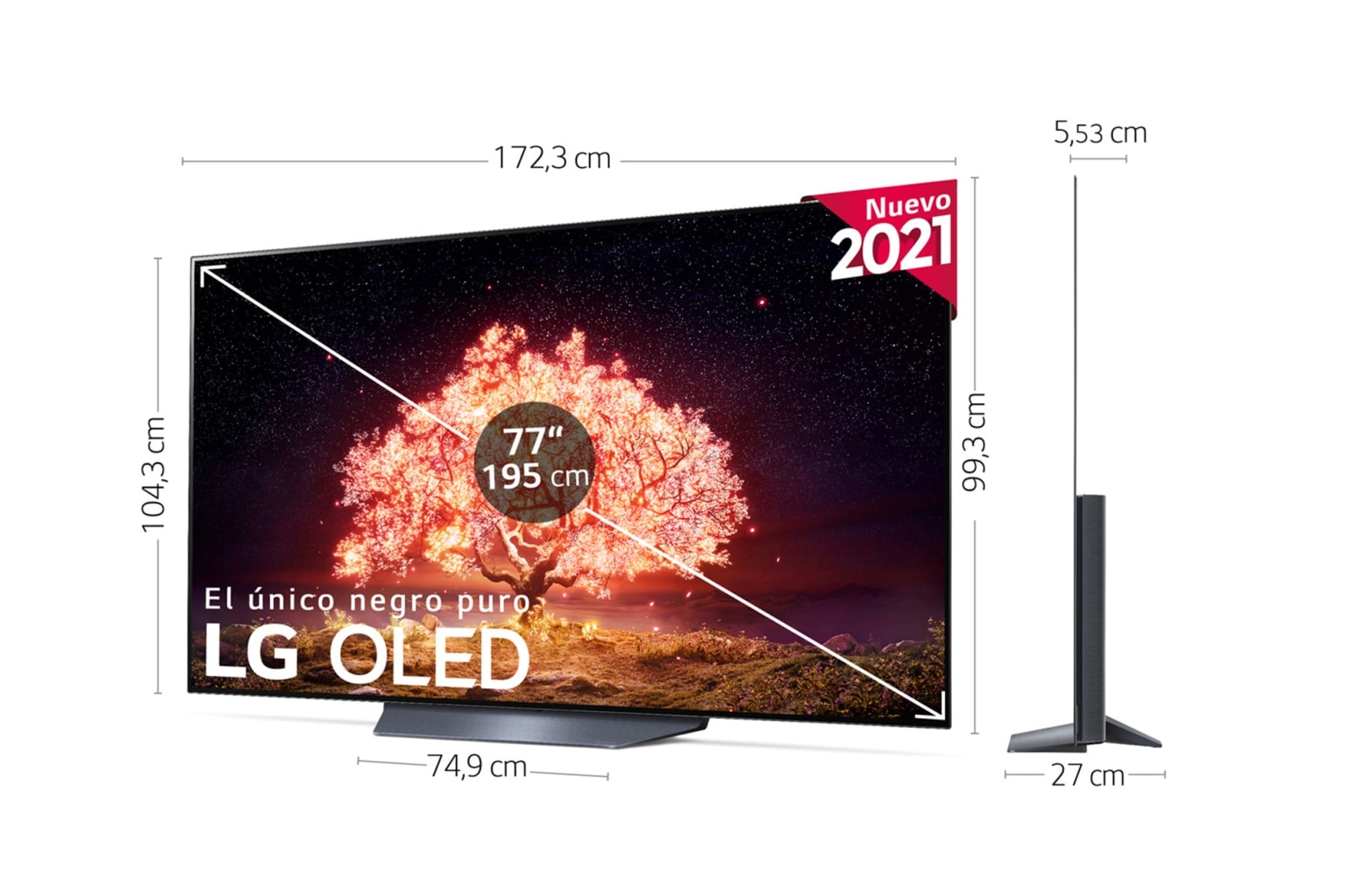LG 4K OLED, SmartTV webOS 6.0, Procesador Inteligente 4K α7 Gen4 con AI, El Mejor TV Para gaming, Compatible con el 100% de formatos HDR, HDR Dolby Vision, DOLBY ATMOS [Clase de eficiencia energética G], OLED77B16LA