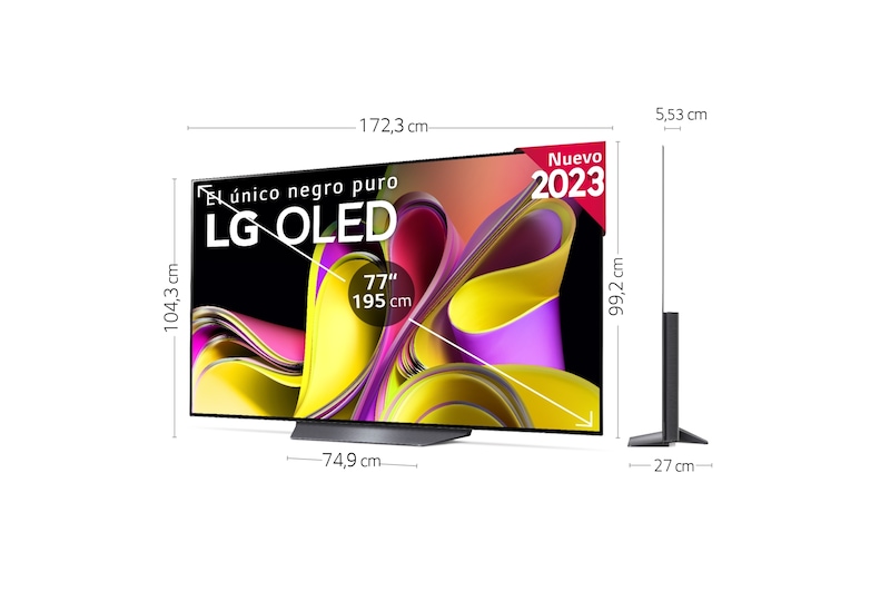 LG TV LG  OLED 4K de 77'' B3, Procesador Gran Potencia, Dolby Vision / Dolby ATMOS, Smart TV webOS23, el mejor TV para Gaming., OLED77B36LA