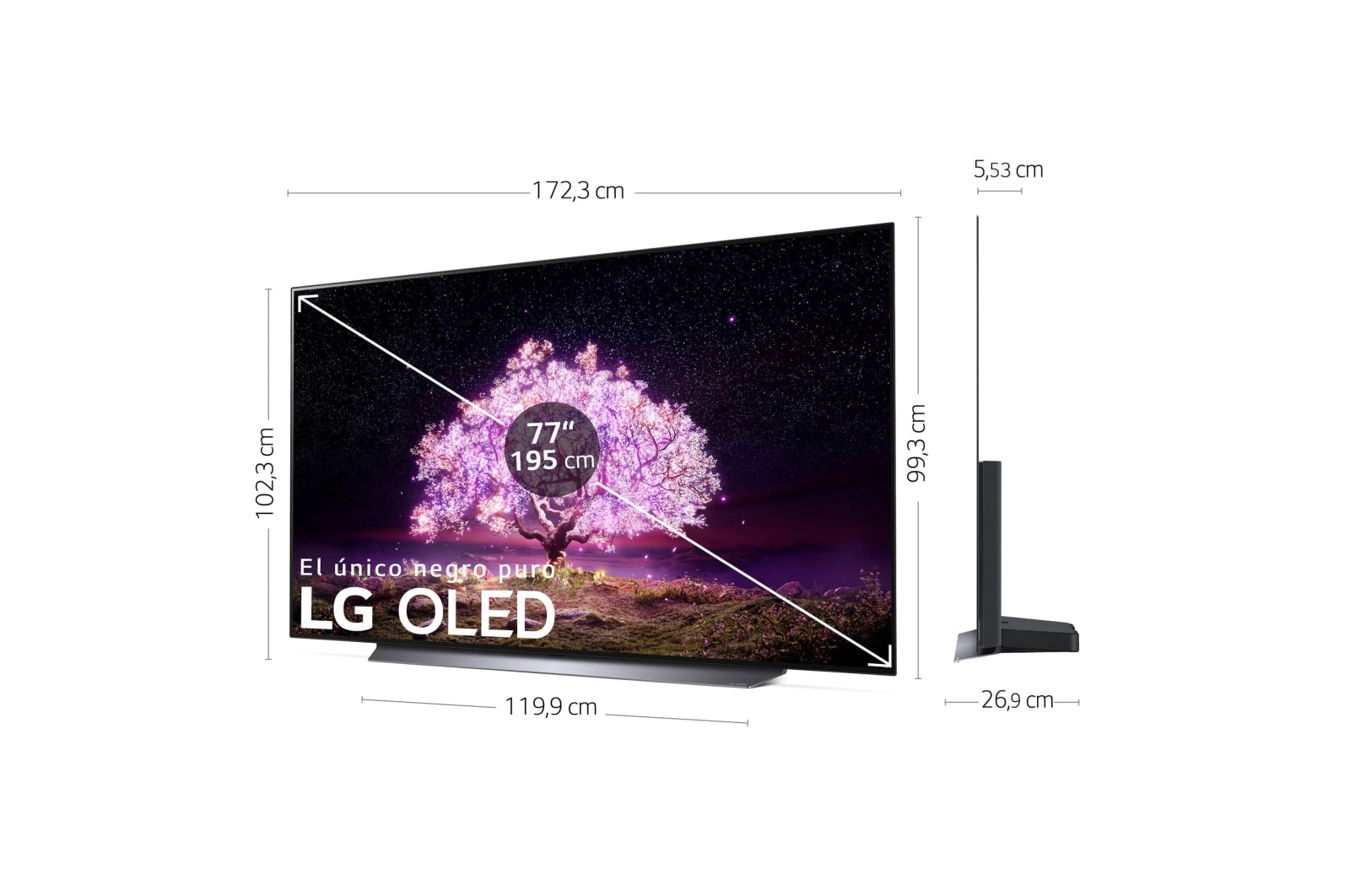 LG 4K OLED, SmartTV webOS 6.0, Procesador Inteligente 4K α9 Gen4 con AI, HDR Dolby Vision, DOLBY ATMOS [Clase de eficiencia energética G], OLED77C17LB