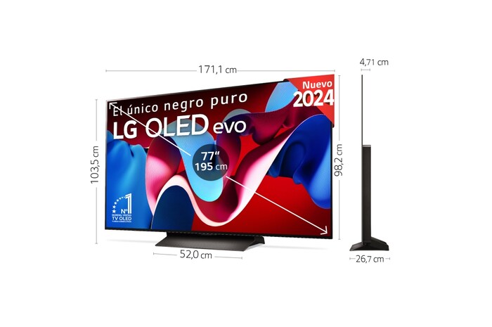 LG 77 pulgadas Smart TV LG OLED evo AI C4 4K 2024, OLED77C46LA.OUTLET
