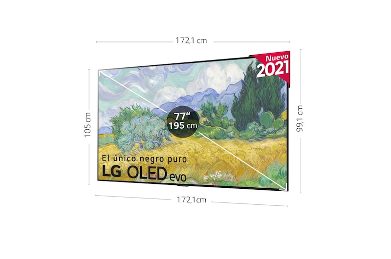 LG 4K OLED, SmartTV webOS 6.0, Procesador Inteligente 4K α9 Gen4 con AI, HDR Dolby Vision, DOLBY ATMOS [Clase de eficiencia energética G], OLED77G16LA