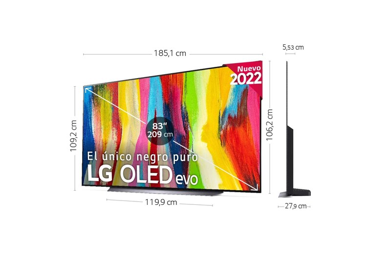 LG Televisor LG  4K OLED evo, Procesador Inteligente de Máxima Potencia 4K a9 Gen 5 con IA, compatible con el 100% de formatos HDR, HDR Dolby Vision, Dolby Atmos, Smart TV webOS22, el mejor TV para Gaming. , OLED83C26LA