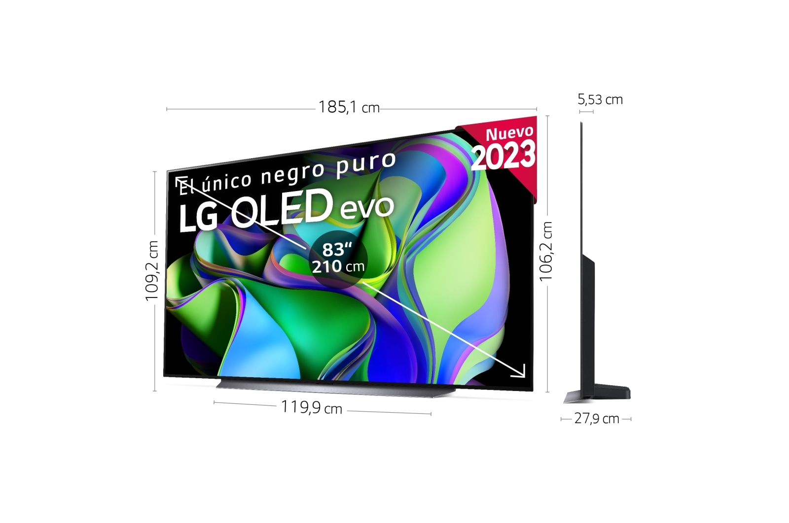 LG TV LG  OLED evo 4K de 83'' C3, Procesador Máxima Potencia, Dolby Vision / Dolby ATMOS, Smart TV webOS23, el mejor TV para Gaming., OLED83C34LA
