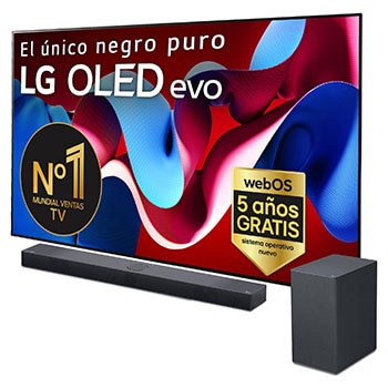 Vista frontal de Pack TV LG OLED evo C4 83&#34; &#43; Barra de Sonido SC9S OLED83C4LA.ESB2