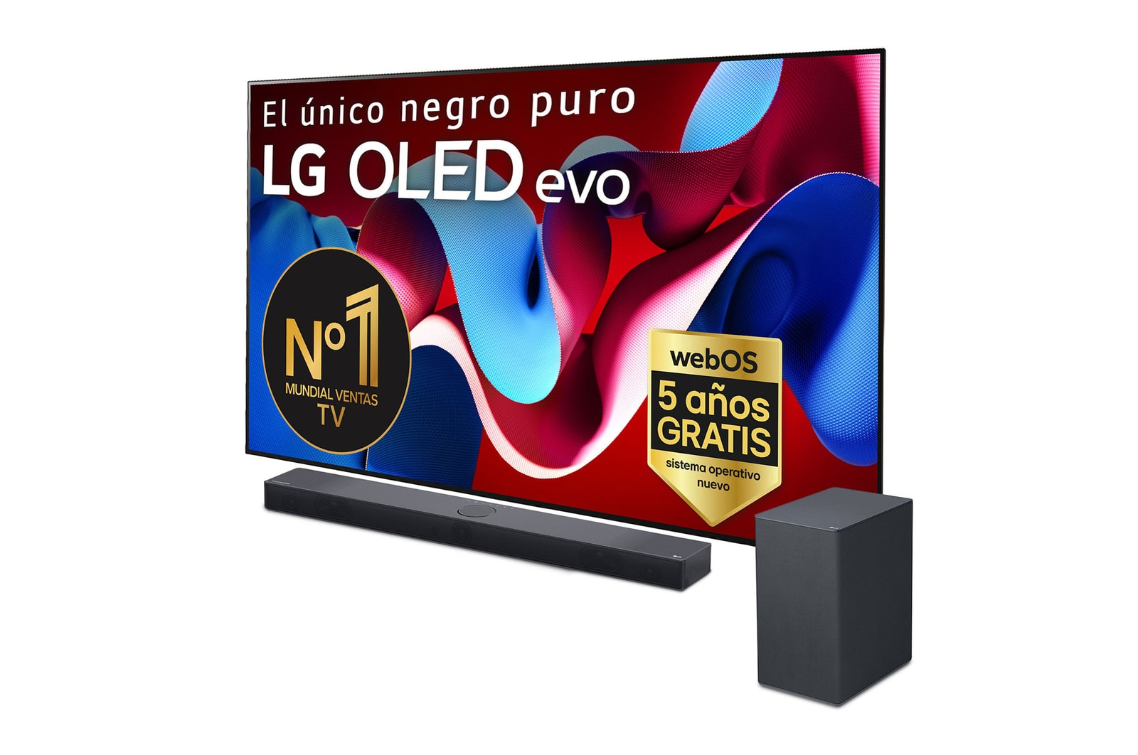 Vista frontal de Pack TV LG OLED evo C4 83&#34; &#43; Barra de Sonido SC9S OLED83C4LA.ESB2