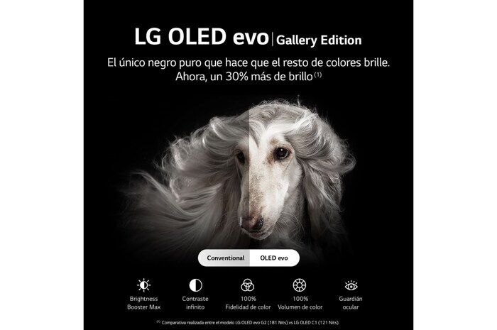 LG Televisor LG  4K OLED evo Gallery Edition, Procesador Inteligente de Máxima Potencia 4K a9 Gen 5 con IA, compatible con el 100% de formatos HDR, HDR Dolby Vision, Dolby Atmos, Smart TV webOS22, el mejor TV para Gaming.<br>Ideal para colgar en la pared., OLED83G26LA