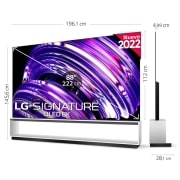 LG Televisor LG SIGNATURE 8K OLED, Procesador Inteligente de Máxima Potencia 8K a9 Gen 5 con IA, compatible con el 100% de formatos HDR, HDR Dolby Vision, Dolby Atmos, Smart TV webOS22, el mejor TV para Gaming., OLED88Z29LA