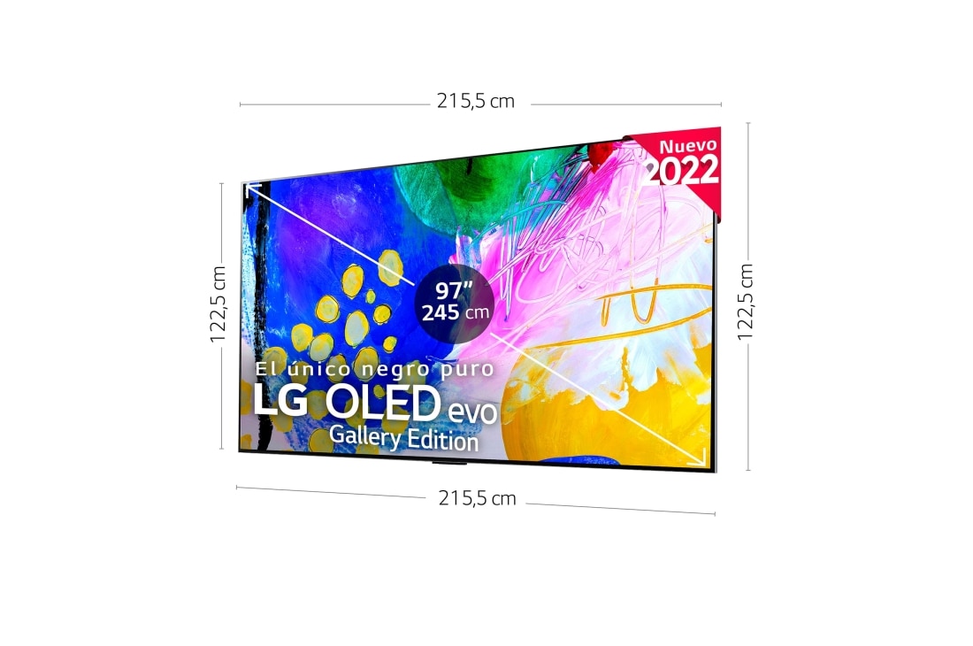 LG Outlet Televisor LG 4K OLED evo Gallery Edition, Procesador Inteligente de Máxima Potencia 4K a9 Gen 5 con IA, compatible con el 100% de formatos HDR, HDR Dolby Vision, Dolby Atmos, Smart TV webOS22, el mejor TV para Gaming. Ideal para colgar en la pared., OLED97G29LA.OUTLET