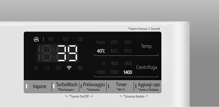 Imagen de la lavadora y el display