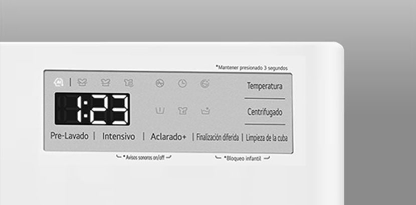 Imagen de la lavadora y el display
