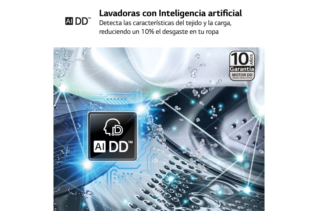 LG Lavadora inteligente AI Direct Drive. TurboWash 360º, Vapor,  10kg ,  1400rpm Un 10% más eficiente que A, Serie 600, F4WR6010A0W, F4WR6010A0W, thumbnail 4