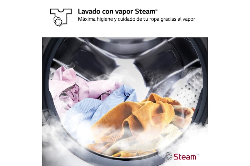 LG Lavadora inteligente AI Direct Drive. TurboWash 360º, Vapor,  10kg ,  1400rpm Un 10% más eficiente que A, Serie 600, F4WR6010A0W, F4WR6010A0W, thumbnail 6