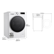 LG Lavadora inteligente AI Direct Drive. TurboWash 360º, Vapor,  10kg ,  1400rpm Un 10% más eficiente que A, Serie 600, F4WR6010A0W, F4WR6010A0W, thumbnail 2