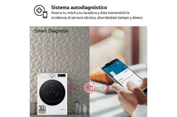 LG Lavadora inteligente AI Direct Drive. TurboWash 360º, Vapor,  10kg ,  1400rpm Un 10% más eficiente que A, Serie 600, F4WR6010A0W, F4WR6010A0W, thumbnail 8