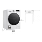 LG Lavadora inteligente AI Direct Drive. TurboWash 360º, Vapor, 13kg , 1400rpm Un 20% más eficiente que A, Serie 600, F4WR6013A0W, F4WR6013A0W, thumbnail 2