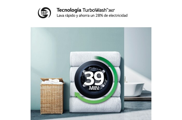 LG Lavadora inteligente AI Direct Drive. TurboWash 360º, Vapor, 13kg , 1400rpm Un 20% más eficiente que A, Serie 600, F4WR6013A0W, F4WR6013A0W, thumbnail 5