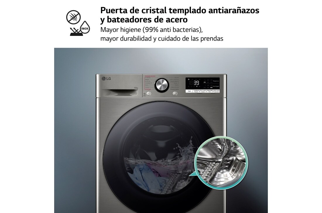 LG Lavadora inteligente AI Direct Drive. TurboWash 360º, Vapor+, 10kg , 1400rpm Un10% más eficiente que A, Serie 700, F4WR7010AGS, F4WR7010AGS, thumbnail 7