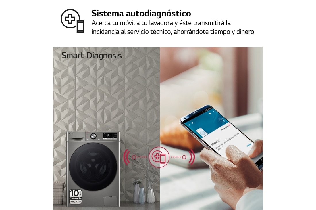 LG Lavadora inteligente AI Direct Drive. TurboWash 360º, Vapor+, 10kg , 1400rpm Un10% más eficiente que A, Serie 700, F4WR7010AGS, F4WR7010AGS, thumbnail 8