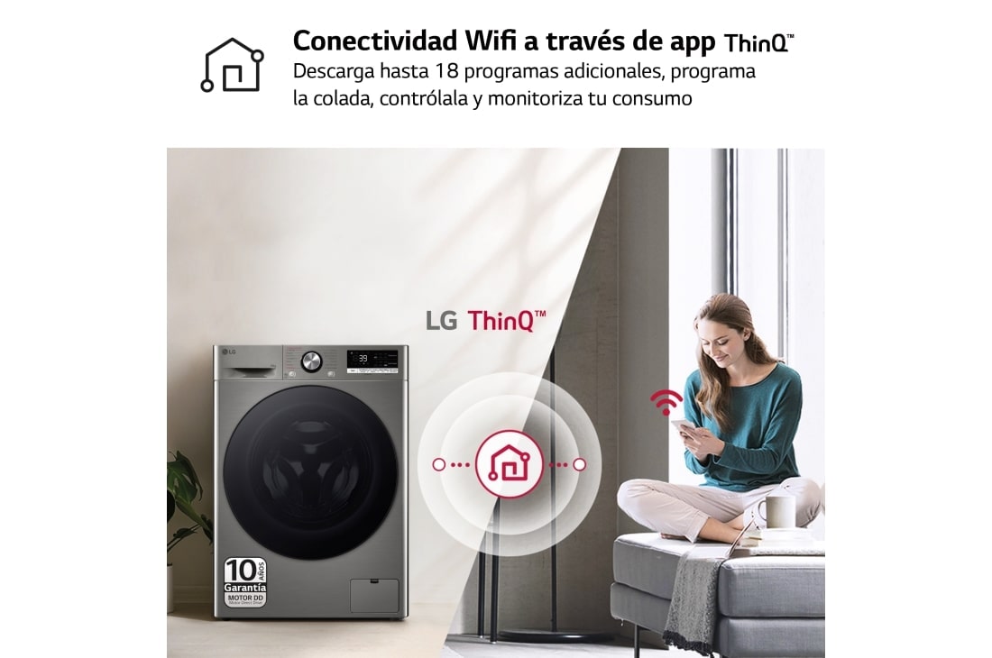 LG Lavadora inteligente AI Direct Drive. TurboWash 360º, Vapor+, 10kg , 1400rpm Un10% más eficiente que A, Serie 700, F4WR7010AGS, F4WR7010AGS, thumbnail 9