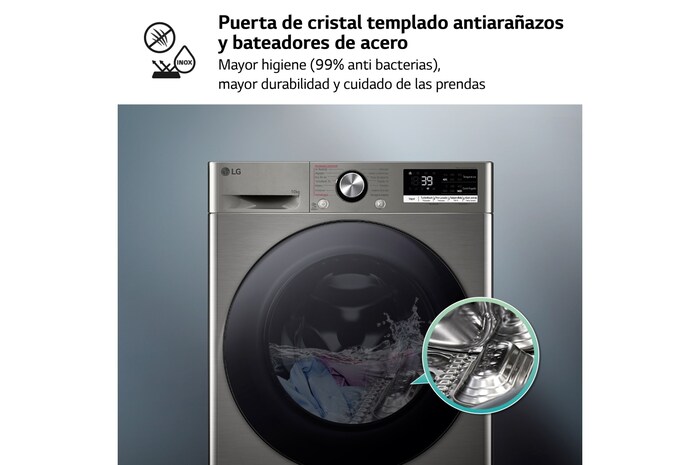 LG Lavadora inteligente AI Direct Drive. TurboWash 360º, Vapor+, 10kg , 1400rpm Un10% más eficiente que A, Serie 700, F4WR7010AGS, F4WR7010AGS, thumbnail 7