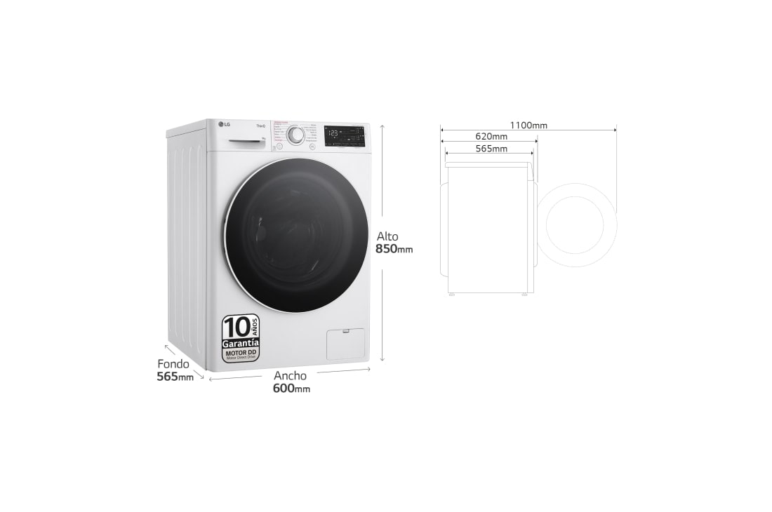 LG Lavadora inteligente AI Direct Drive. Vapor, Autodosificación,  9kg ,  1400rpm Un 10% más eficiente que A, Serie 550, F4WR5509A0W