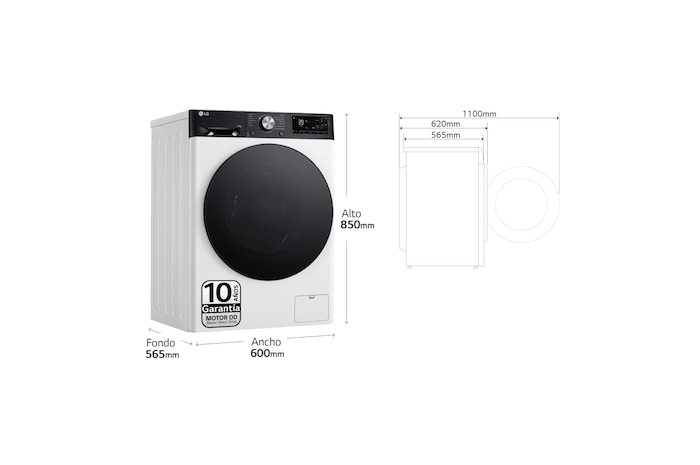 LG Lavadora inteligente AI Direct Drive. TurboWash 360º, Autodosificación,  10kg ,  1400rpm Un 10% más eficiente que A, Serie 750, F4WR7510AGH, F4WR7510AGH