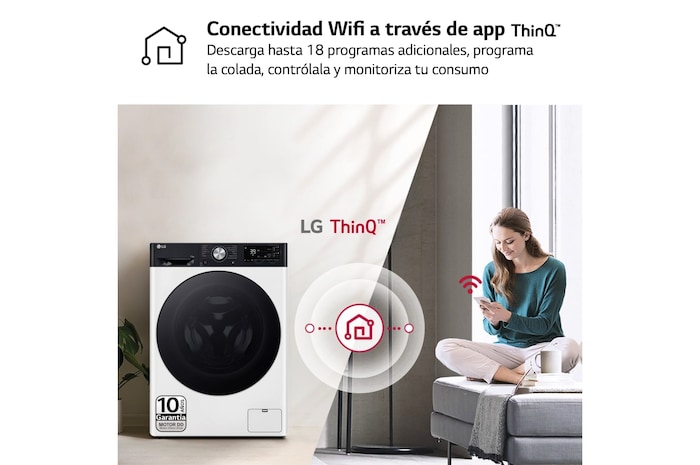LG Lavadora inteligente AI Direct Drive. TurboWash 360º, Autodosificación,  10kg ,  1400rpm Un 10% más eficiente que A, Serie 750, F4WR7510AGH, F4WR7510AGH