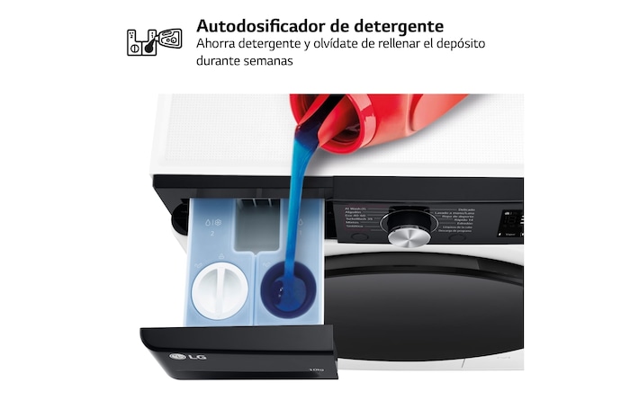 LG Lavadora inteligente AI Direct Drive. TurboWash 360º, Autodosificación,  10kg ,  1400rpm Un 10% más eficiente que A, Serie 750, F4WR7510AGH, F4WR7510AGH