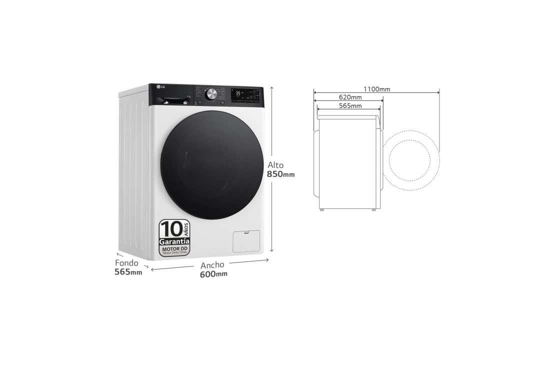 LG Lavadora 11kg ,  1400rpm  Un 10% más eficiente que A, TurboWash 360º-  Dosificador automático detergente, F4WR7511AGH, F4WR7511AGH