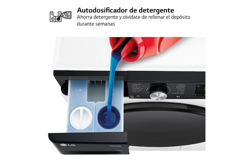LG Lavadora 11kg ,  1400rpm  Un 10% más eficiente que A, TurboWash 360º-  Dosificador automático detergente, F4WR7511AGH, F4WR7511AGH