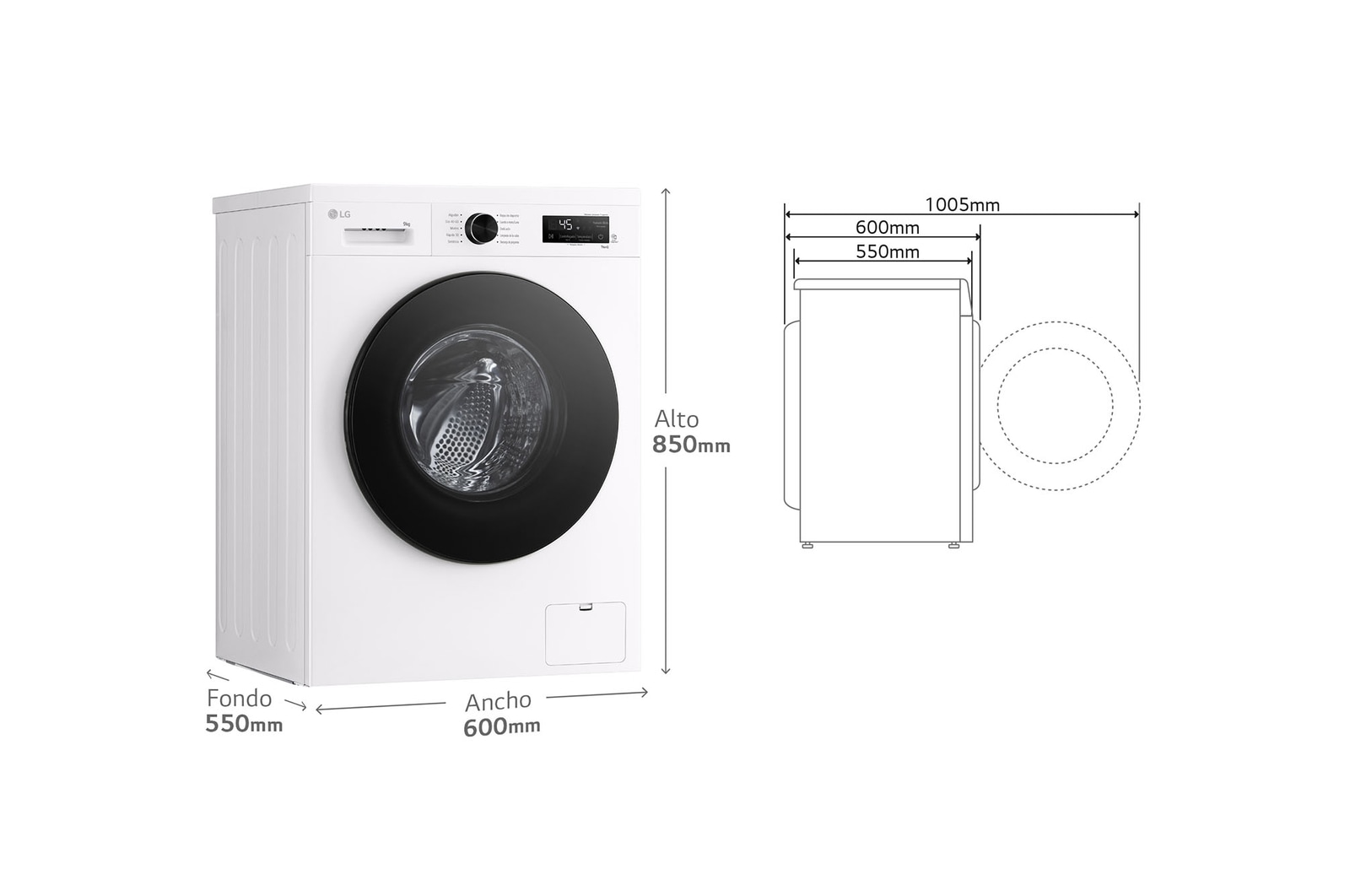 LG Lavadora eficiente 9kg, 1400rpm, A, con vapor, Serie 100, F4X1009NWB