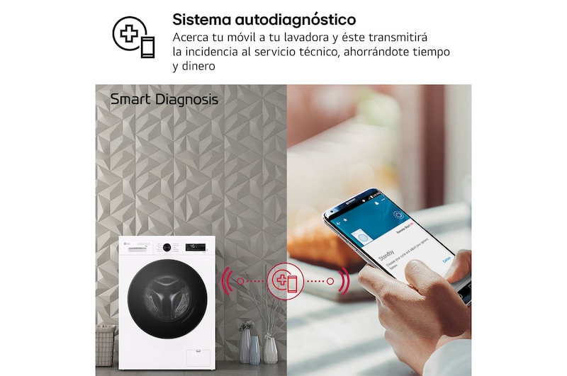 LG Lavadora eficiente 9kg, 1400rpm, A, con vapor, Serie 100, F4X1009NWB