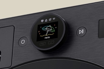 Primer plano de un panel de control de una secadora LG.
