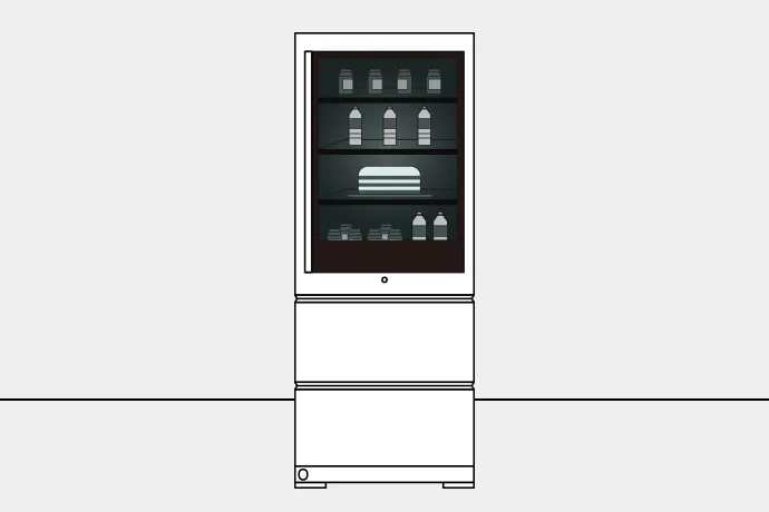 Se pueden ver los alimentos colocados en el Frigorífico Combi LG SIGNATURE a través de la puerta Instaview.