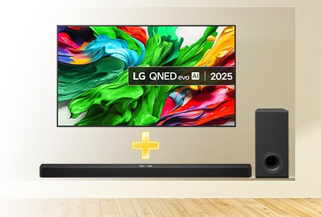 Buy a 2025 LG QNED evo AI TV and get a free soundbar included.