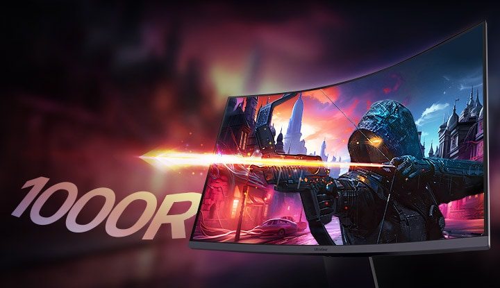 Imagen de la vista ladeada del monitor con un personaje arquero en la pantalla.