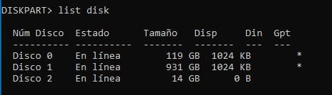 list disk