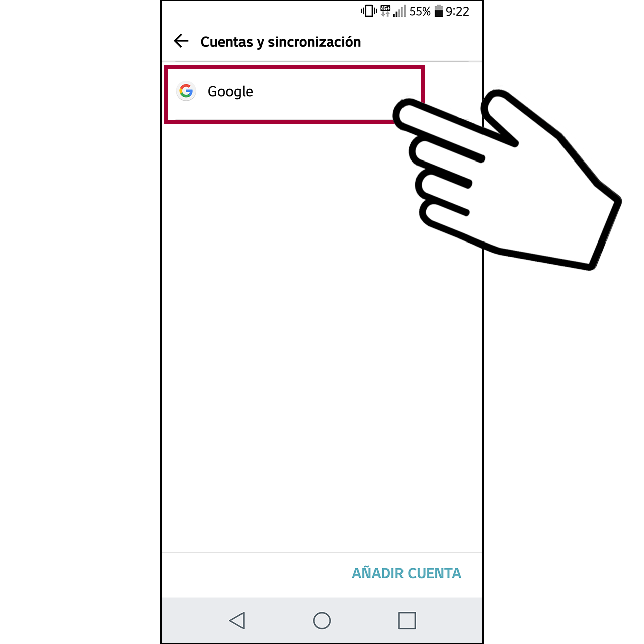 Selecciona la cuenta de Google