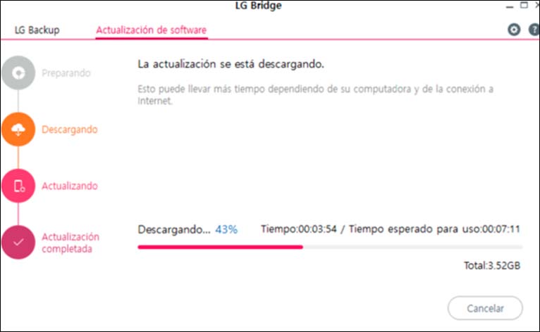 Actualización de software descargando