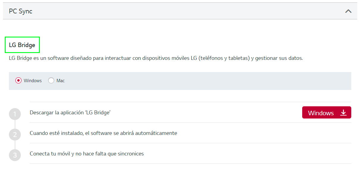 Sección Driver o Controlador USB