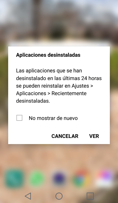 mensaje advertencia desinstalacion