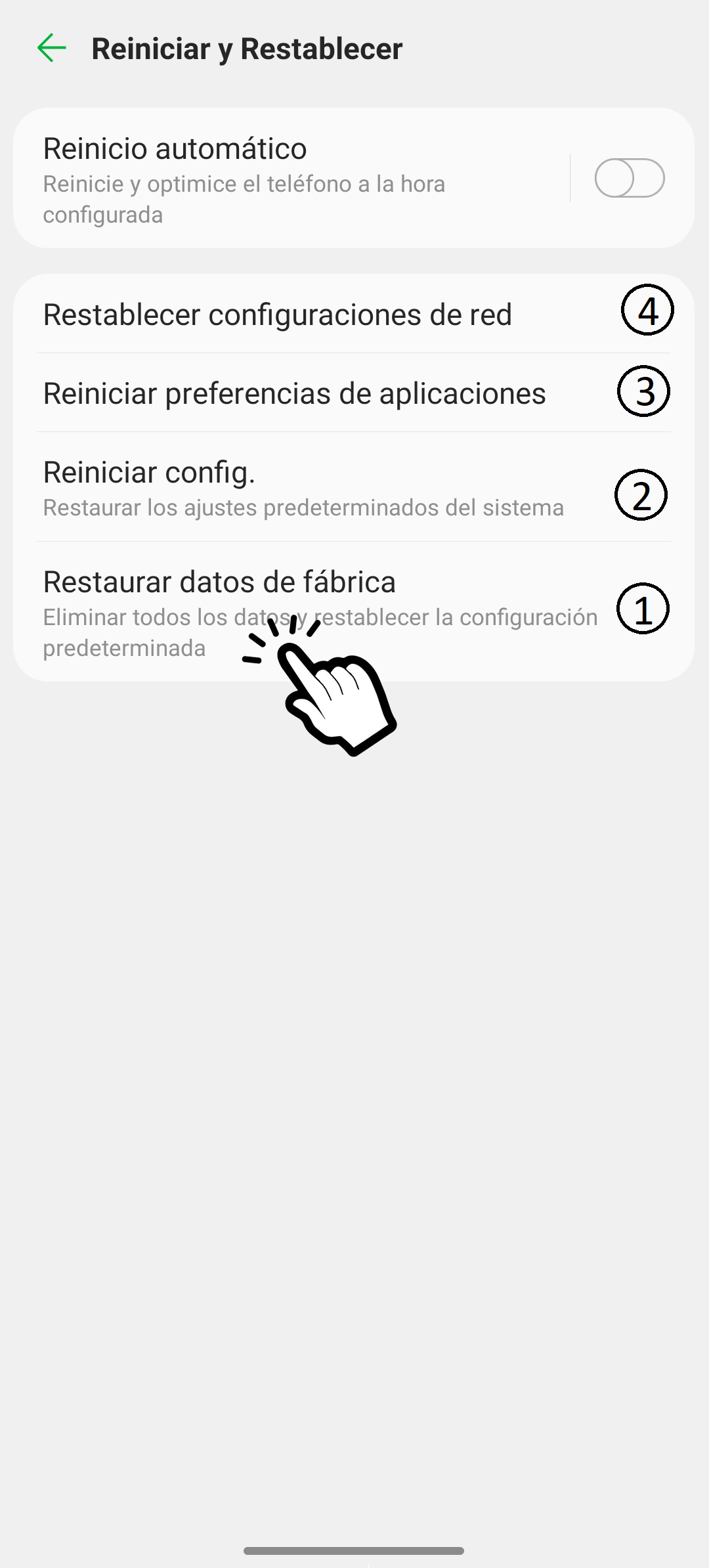 Reiniciar y Restablecer móvil LG
