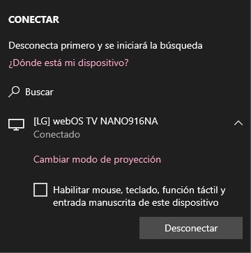 Para terminar la conexión pulsar en desconectar