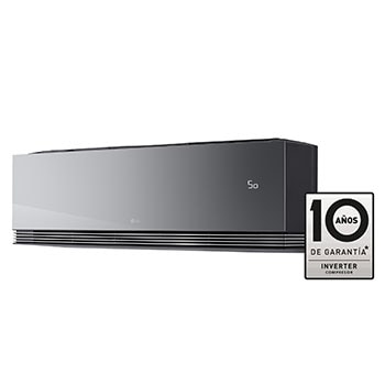 Vista frontale di un condizionatore d'aria LG con il deflettore inferiore apertoTelecomando per condizionatore LG con display e pulsanti