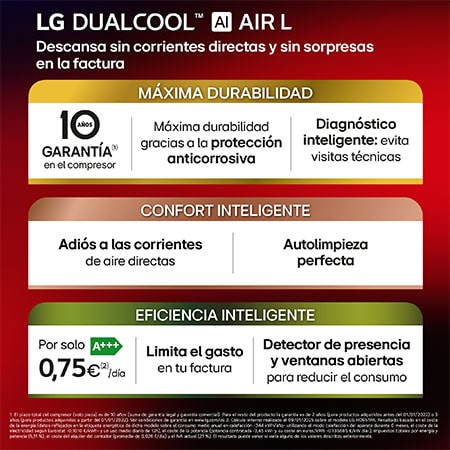 LG Aire Acondicionado 1x1 LG DUALCOOL AI Air L con bomba de calor, MAGNA09LX.SET